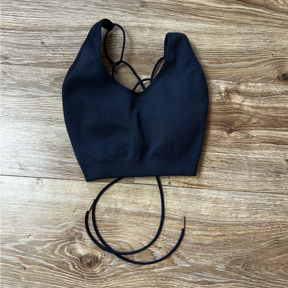 Bo+Tee seamless, backless workout top.